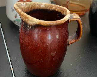 vintage brown drip stoneware creamer