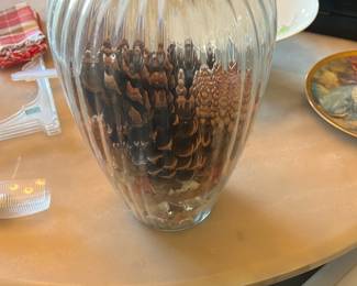 ribbed glass vase