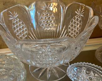 clear crystal footed serving bowl