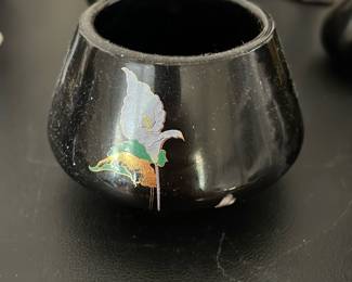 vintage black ceramic Japanese-style vase