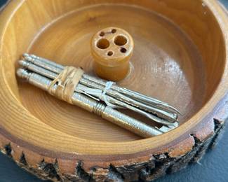vintage rustic wooden nut bowl set