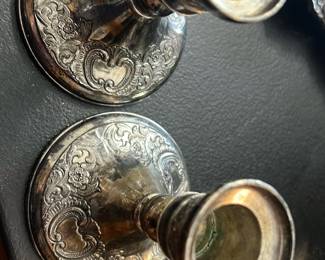 pair of vintage, ornate candlestick holders