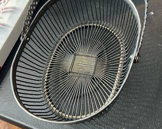 vintage oval silver-plated wire basket