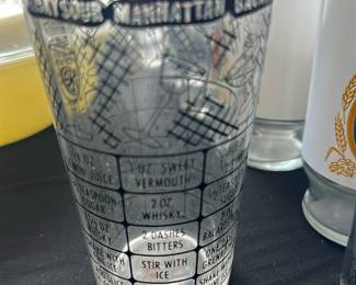 vintage Federal Glass bartender recipe cocktail mixing glass