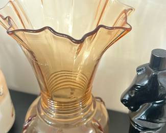 vintage amber glass vase 