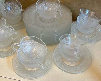 vintage glass cup and saucer sets