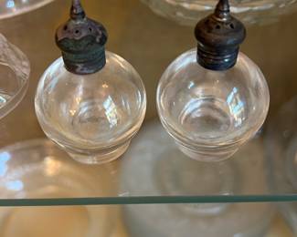 vintage clear round glass salt and pepper shakers