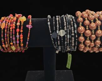 Assorted Costume Jewelry Bracelet Set Seed Beads, Faux Pearls, and Metallic Beads