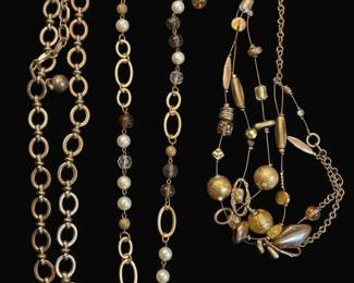 Chicos Abstract Floral Gold Tone Chain Charm Necklace