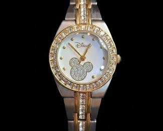 Disney Mickey Mouse Womens TwoTone Crystal Watch