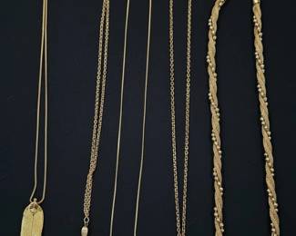 Collection of Five Vintage GoldTone Fashion Necklaces