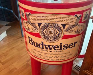 Vintage Budweiser cooler on wheels