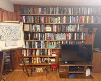 Large library of books, many genres