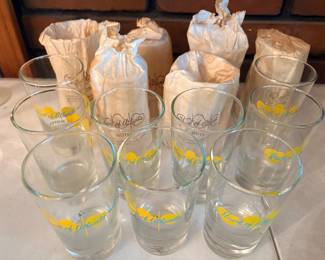 Set of 15 vintage Heart of Atlanta Motel glasses, some in original wrappers