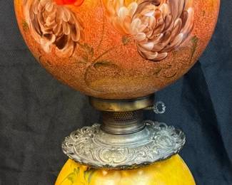 Vintage Handpainted Floral Gone with the Wind Hurricane Parlor Lamp