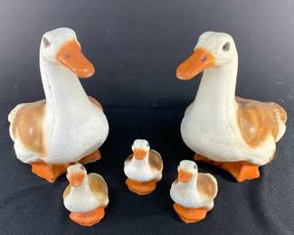Vintage Cement Duck Family