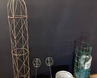 Large Wrought Iron Garden Obelisk Trellis And Other Gardening Goodies