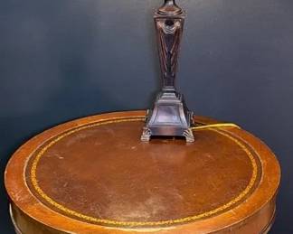 Duncan Phyfestyle Clawfoot Side table With Goldtooled Inset Metal Lamp