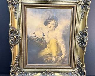 Vintage Reproduction Of Boy And Rabbit By Henry Raeburn Inglis