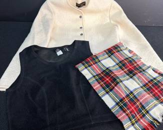 Geiger Ivory Boiled Wool Jacket, Marker Polartec Vest And Glentana 100 Wool Scarf Made In Scotland