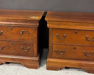 Set Of Matching Broyhill Two Drawer Wood End Table