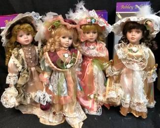 Four Vintage Ashley Belle Porcelain Dolls