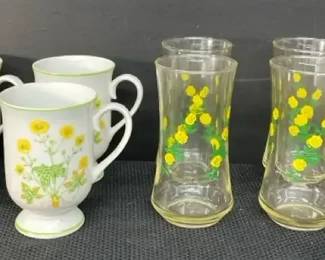 Sunrise Mugs By Royal Domino, Climbing Rose Drinking Glasses