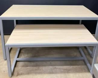Wood And Metal Display Tables