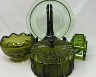Uranium Glass Princess Pattern Pattern Plate, Avon Car, And More