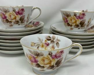 Noritake Angela Three Teacups And Thirteen Saucers