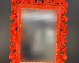 Twos Company Resin Astoria Grand Baroque Style Tropical Orange Glam Mirror