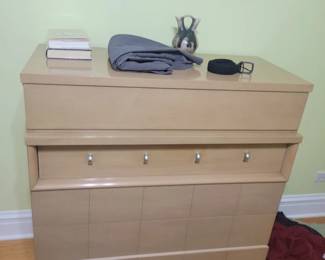 MID CENTURY MODERN MCM CAVALIER CORP. BLOND MAHOGANY TALL DRESSER