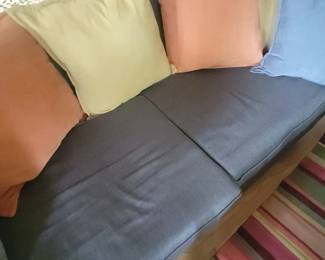 GRAY FABRIC COUCH WITH PILLOWS