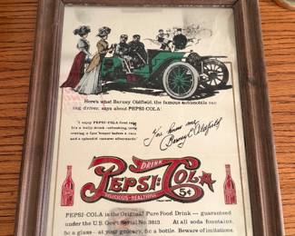 vintage Pepsi-Cola Barney Oldfield advertising mirro