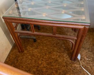 vintage bamboo and rattan end table