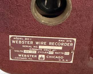 vintage Webster-Chicago (Webcor) Model 80-1 Wire Recorder