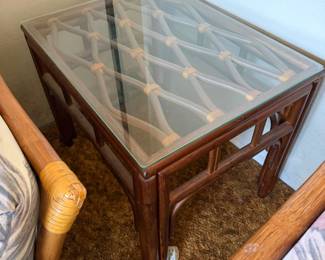 vintage bamboo and rattan end table