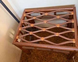 vintage bamboo and rattan end table