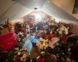 HUNDREDS OF FLORAL ARRANGEMENTS, ENTIRE ATTIC FULL