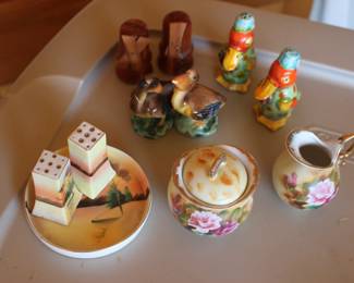 Japan collectible salts peppers, cream sugars, etc,