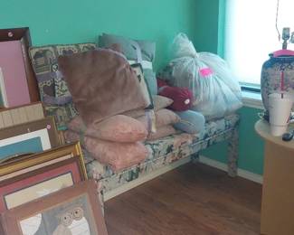 Bench and throw pillows