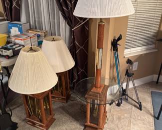 Heavy Wood Table & Lamps sets and furniture