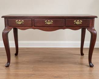 Traditional Queen Anne Style Mahogany Writing Desk with Brass Hardware