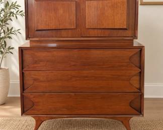 Specialty Woodcraft Inc. MidCentury Modern Walnut Highboy Chest