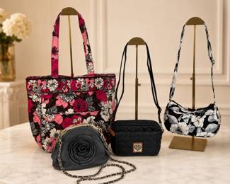 Vera Bradley Brighton Handbags with Floral Tote, Crossbody Bags Rose Purse