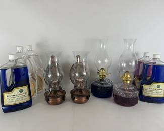 Vintage Lamplight Farms Oil Lamps with Glass Chimneys UltraPure Lamp Oil