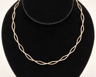Krementz 14K Yellow White Gold TwoTone Twisted Snake Chain Necklace