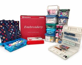Husqvarna Viking Embroidery Sewing Collection with Thread and Accessories