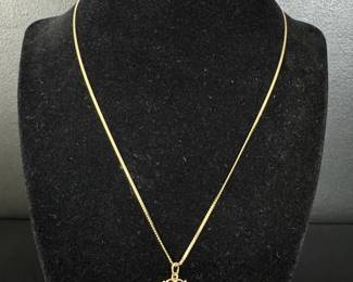 14K Gold Miraculous Medal Pendant Necklace 3.48g