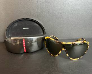 Prada SPR 06X Tortoiseshell Shield Sunglasses with Case Cleaning Cloth
